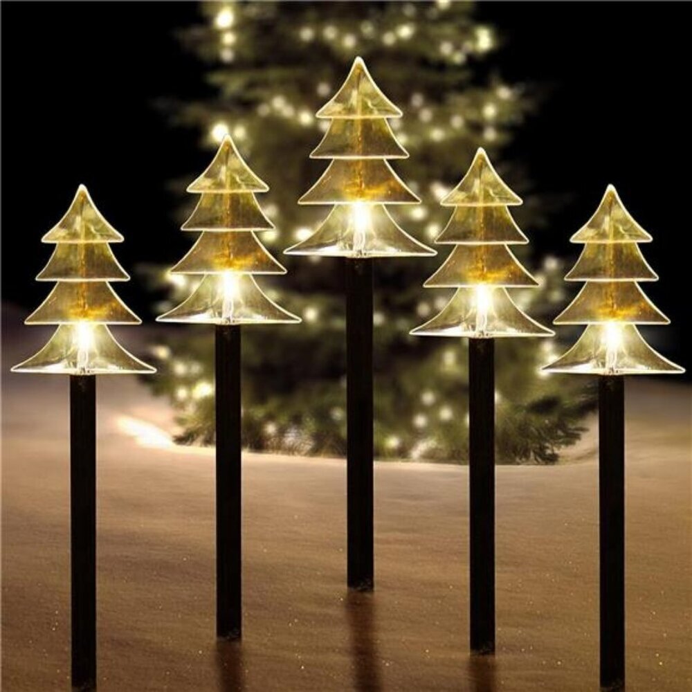 Solar Pathway Lights Set of 5 Waterproof Christmas
